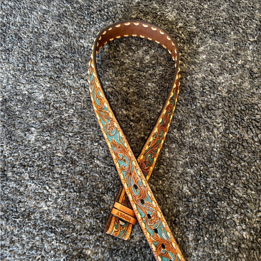 Hooey Women's Brown and Teal Patterned Belt - Picture 2 of 2